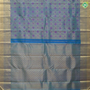 Peacock green gold zari and silk thread meena work self gold zari chakkaram butta border grand silk saree