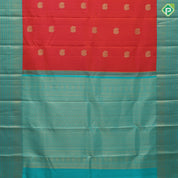 Fanta Orange Gold Zari Peacock Motif Design Rexsona Green Gandaberunda Ruthracham Border Design Traditional Silk Saree