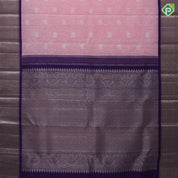 Sea green copper and silver zari gaja yaali kamadhenu butta royal blue spinning design border linen kora silk saree