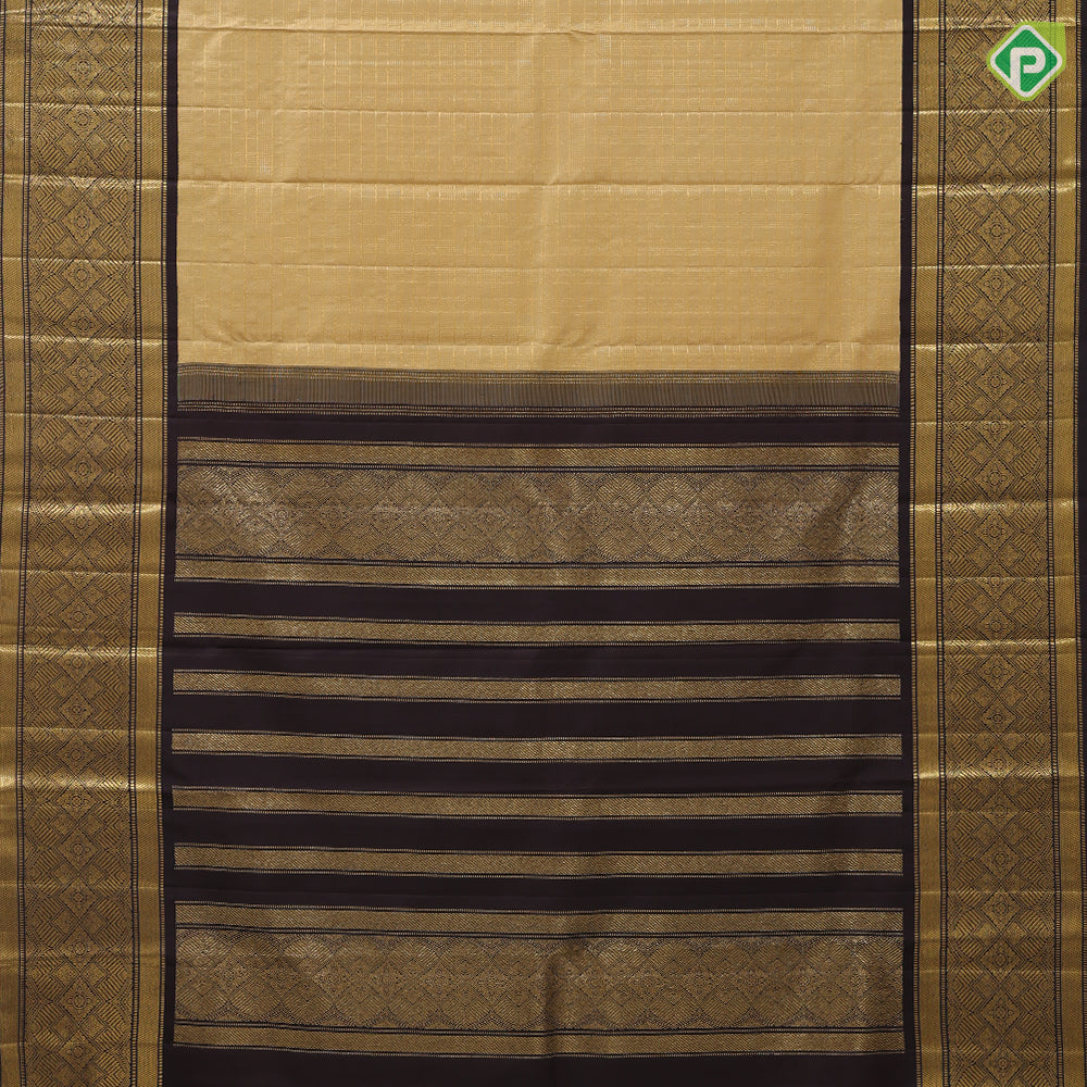 Sandal gold zari zari kattam design chocolate brown gold zari fancy floral butta border fusion silk saree