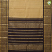 Sandal gold zari zari kattam design chocolate brown gold zari fancy floral butta border fusion silk saree
