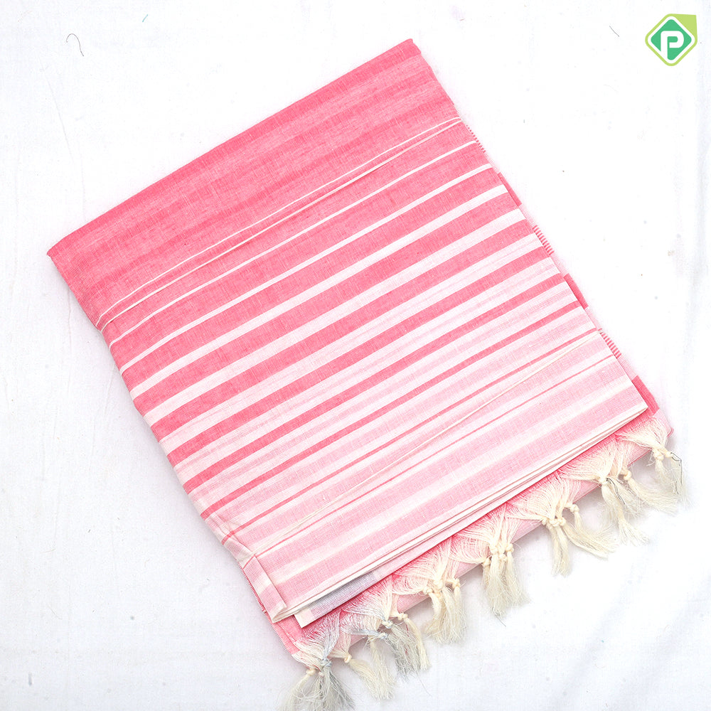 Pastel colors with pastel color lines design self gold zari border soft cotton saree