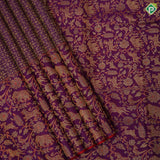 Purple base gold zari brocade body design self gold zari Vanasingaram meena work design border wedding silk saree