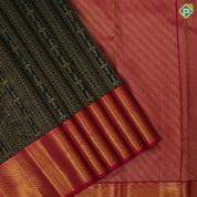 Bottle Green Gold Zari Floral Brocade Design Dark Pink Ruthracham Bavanji Border Design Wedding Silk Saree