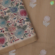 Light Colour Based Vairaoosi Flower Butta Design Border Flower Meena Work Type Fancy Cotton Saree