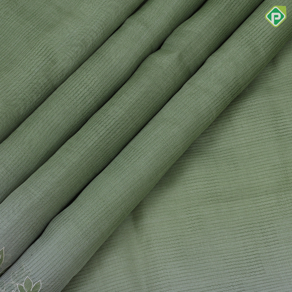 White base pastel color flower design gold zari edge border fancy cotton saree