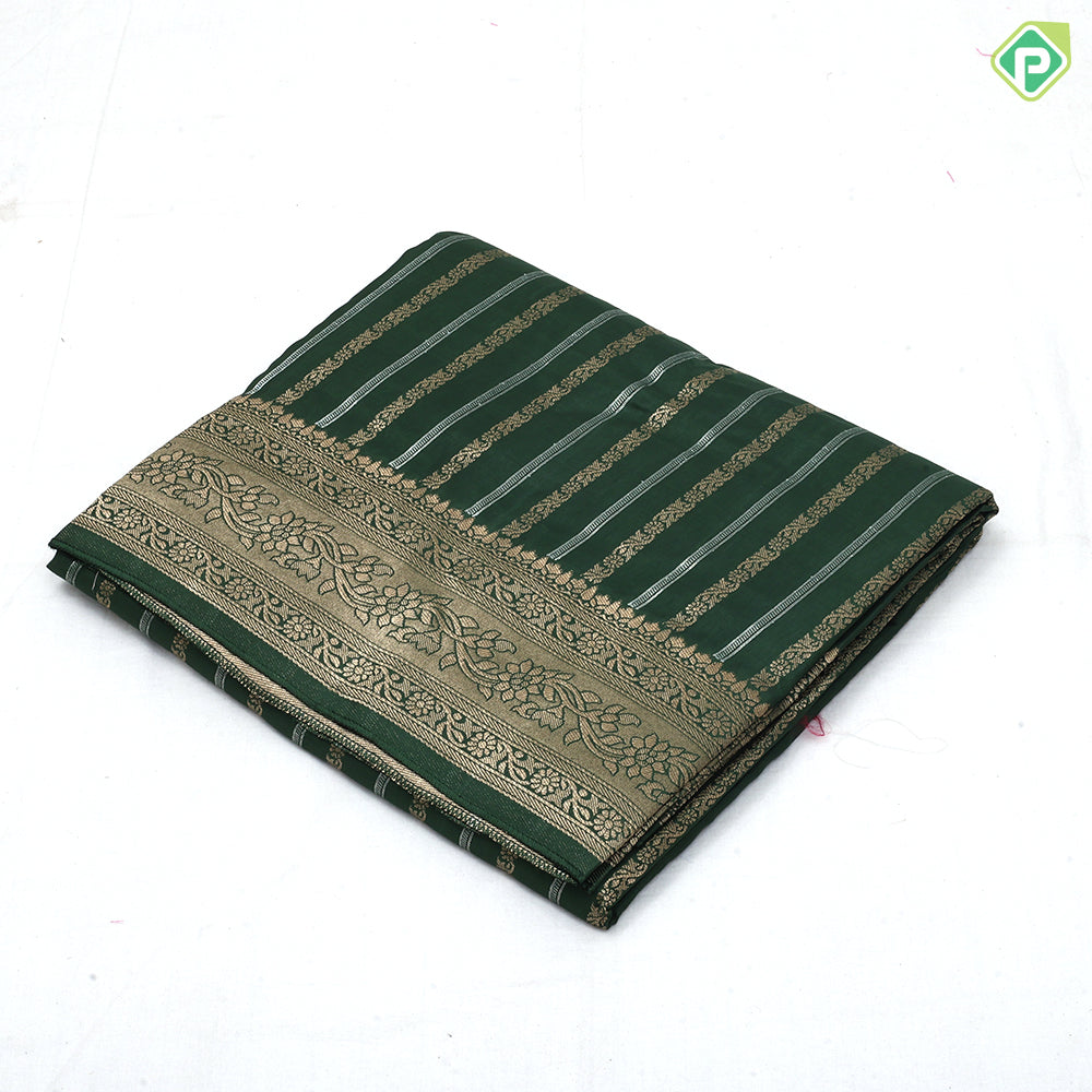 Dark color silver gold zari stripes design self rangoli border banaras style trending fancy saree
