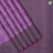 Lavender pink silver zari grand floral design purple pink silver zari square design border grand bridal silk saree