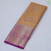 Rama green silk thread floral design rani pink gold zari grand border art tissue silk saree