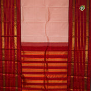 Dusty Peach Pink Gold Zari Lines Border Pure Traditional Silk Saree