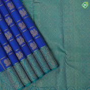 Royal blue gold zari peacock butta window panel kattam peacock green gold zari banaras style border Navratri special silk saree