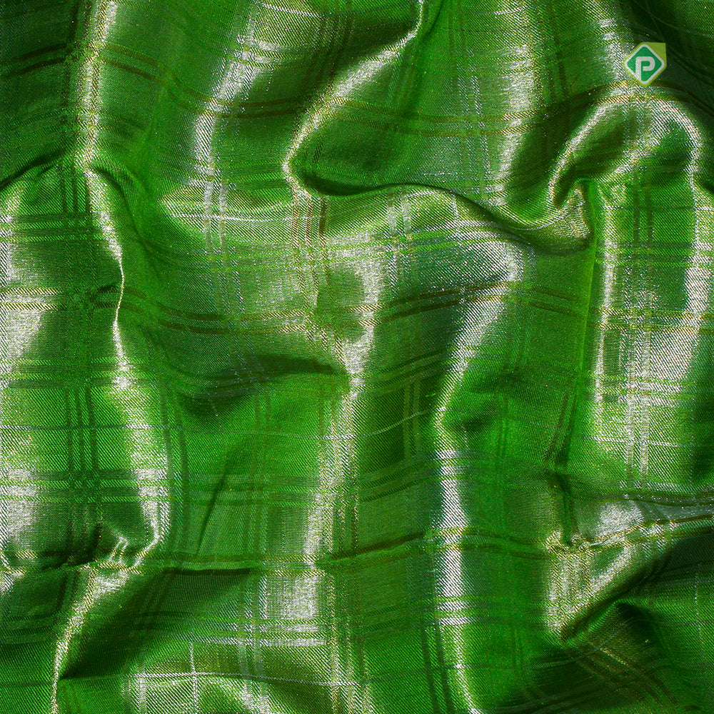 Parrot Green Violet Pink With Silver Zari Fancy Design Traditional Silk