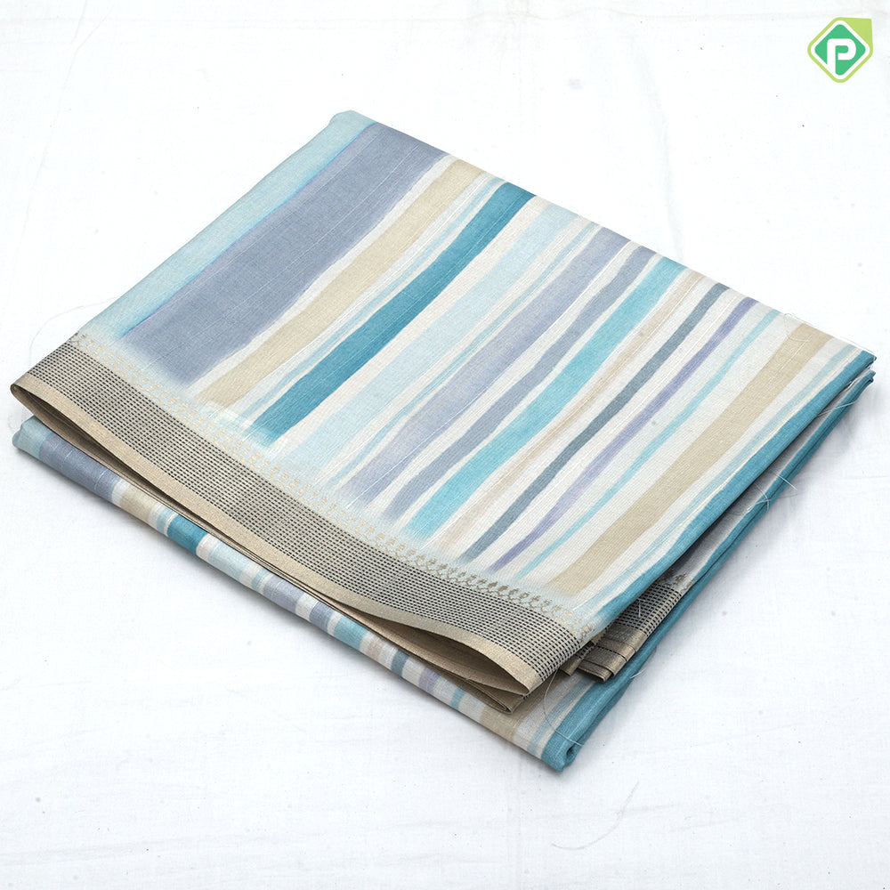 Multi color bars stripes floral pallu edge border trending fancy cotton saree
