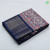 Dark color gold zari groped lined rangoli design padded self gold zari border fancy cotton saree