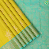 Lemon Yellow Gold Zari Parrot Butta Design Rexsona Green Mango And Floral Design Pure Mix Silk Saree