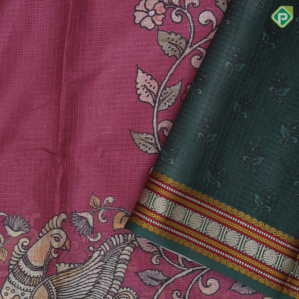 Bright Colour Based Annam Floral Design Border Traditional Fancy Cotton Saree