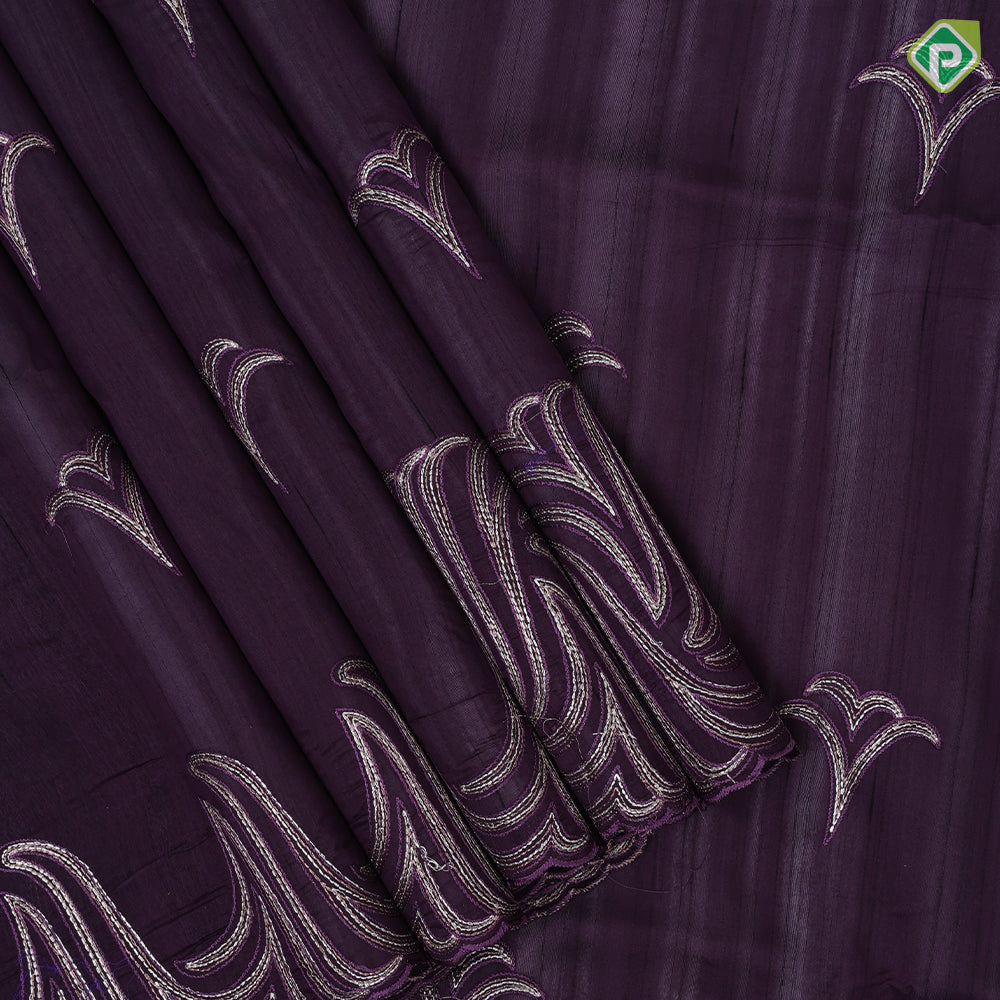 Violet blue neem zari fancy floral butta self floral embroidered border trending fancy saree