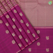 Purple gold zari elephant peacock butta checks self peacock chakkaram butta high border signature silk saree