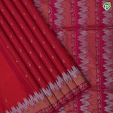 reddish pink hocky stick and ball design rani pink silver gold zari wave and rangoli border soft silk saree