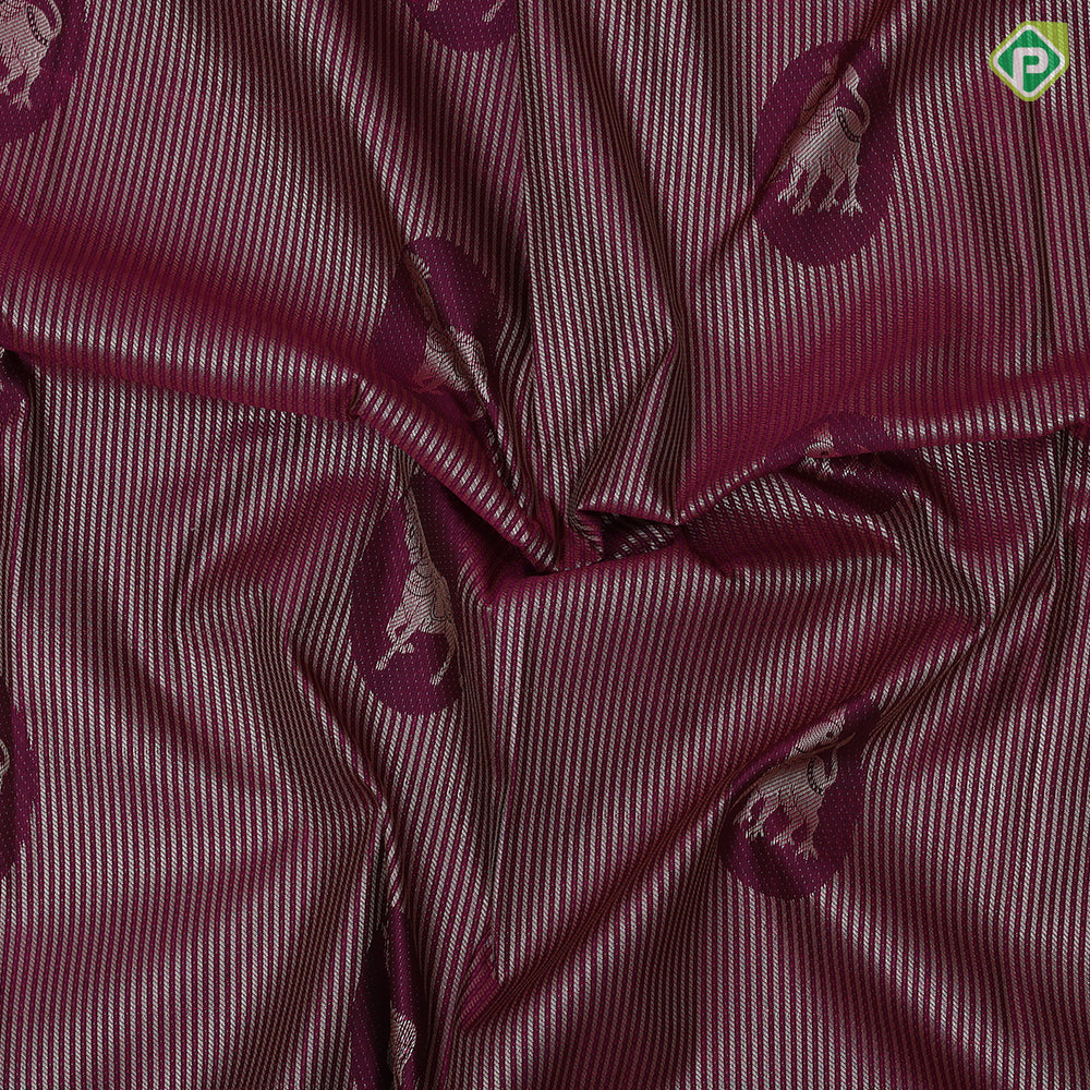 Maroon with neem zari stripes and round butta violet silver gold zari fancy butta border Art silk saree