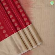 Rani red gold zari Stripes Thilagam stripes design sandal gold zari rangoli design border art silk saree