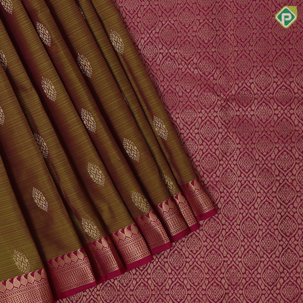 Peacock blue gold zari fancy butta design Purple gold zari micro mango butta border gift silk saree
