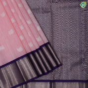Sea green copper and silver zari gaja yaali kamadhenu butta royal blue spinning design border linen kora silk saree