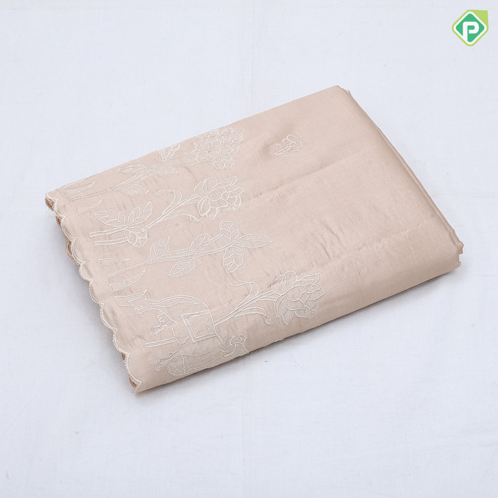 Tusser style plain body Embroidery border design fancy cotton saree
