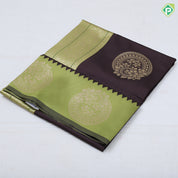 coffee brown gold zari fancy flower round butta contrast zari lines border soft silk saree