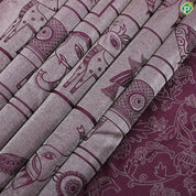 Wine color animals pattern weaved double wear shimmery borderless trendy designer silk saree