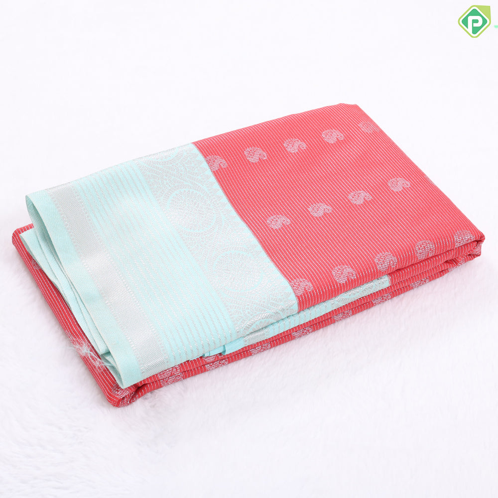 Emerald green with vairaoosi and butta design cream border Art silk gift saree