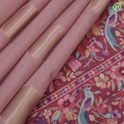 Peach Based Colour Coin Design Contrast Peacock Flower Border Fancy Cotton Saree