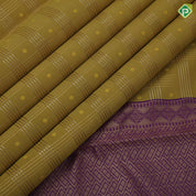 Manthulir green gold zari multi lines checks purple gold zari diamond butta temple border art silk saree