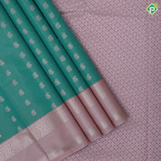 Rexona green gold zari mango butta stripes design peach silver gold zari rangoli border Art silk saree