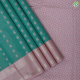Rexona green gold zari mango butta stripes design peach silver gold zari rangoli border Art silk saree