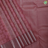 Peach pink base silver zari bubble tissue weaved self silver zari bavanji border trendy designer silk saree