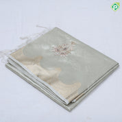 Pastel shade tissue Aari work flower design self gold zari cut border trending fancy tissue saree
