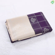 Forest green silver zari checks and Butta design contrast beige border art silk gift saree