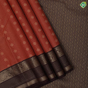 Rust Orange gold zari checks and flower butta design brown gold zari fancy mango butta border art silk saree