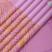 Pink gold zari stripes plain design self with multi color chevron zig zag pattern border trendy designer silk saree