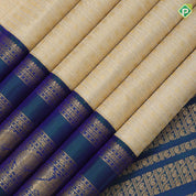 creamy sandal gold zari velthari and checks design peacock blue gold zari peacock butta retta pett border traditional silk saree