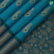 Peacock Blue Gold Zari Peacock Motif Design Green Mango Peacock Border Design Pure Mix Silk Saree