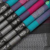 Multi Colour Silver Zari Floral Design Gray Lotus Floral Border Design Trendy Fancy Silk Saree