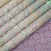 Sage green base multi color thread fancy flower bot design self multicolor zari fancy flower butta border trendy designer silk saree