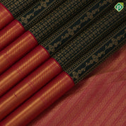 Bottle Green Gold Zari Floral Brocade Design Dark Pink Ruthracham Bavanji Border Design Wedding Silk Saree