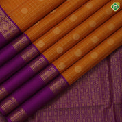 Mustard Yellow Gold Zari Small Checks Chagaram Peacock Design Hot Pink Peacock Border Design Traditional Silk Saree