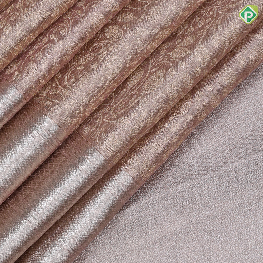 Lilac lavender silver gold zari tissue grand design self silver zari diamond butta border grand tissue silk saree