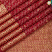 maroon gold zari vairaoosi checks butta design self gold zari grand creeper lines border gift silk saree