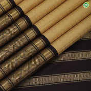 Sandal gold zari zari kattam design chocolate brown gold zari fancy floral butta border fusion silk saree