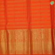 Multi color checks gold zari checks and gaja yaali butta orange with gold zari double design border tissue pattu paavadai